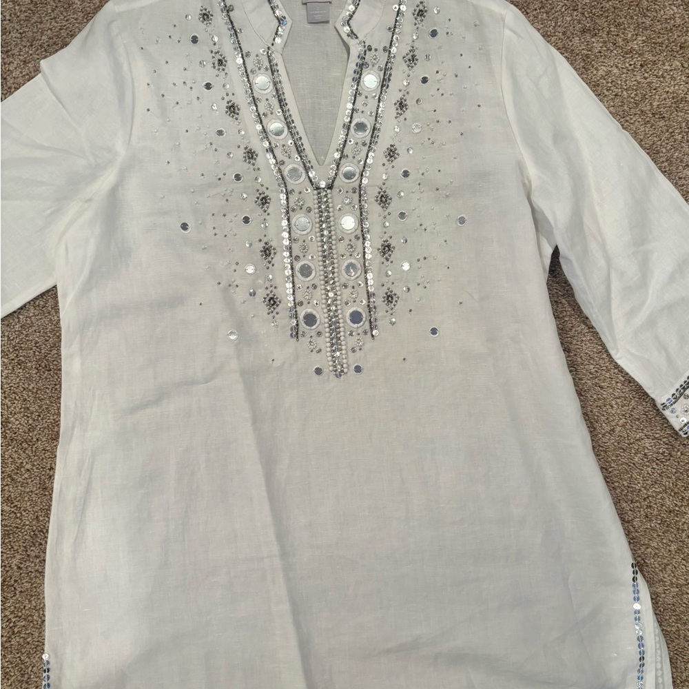 Chico's White Embellished Blouse